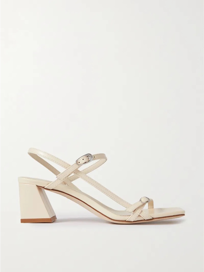 Aeyde Greta Cream Strappy Square-Toe Sandals